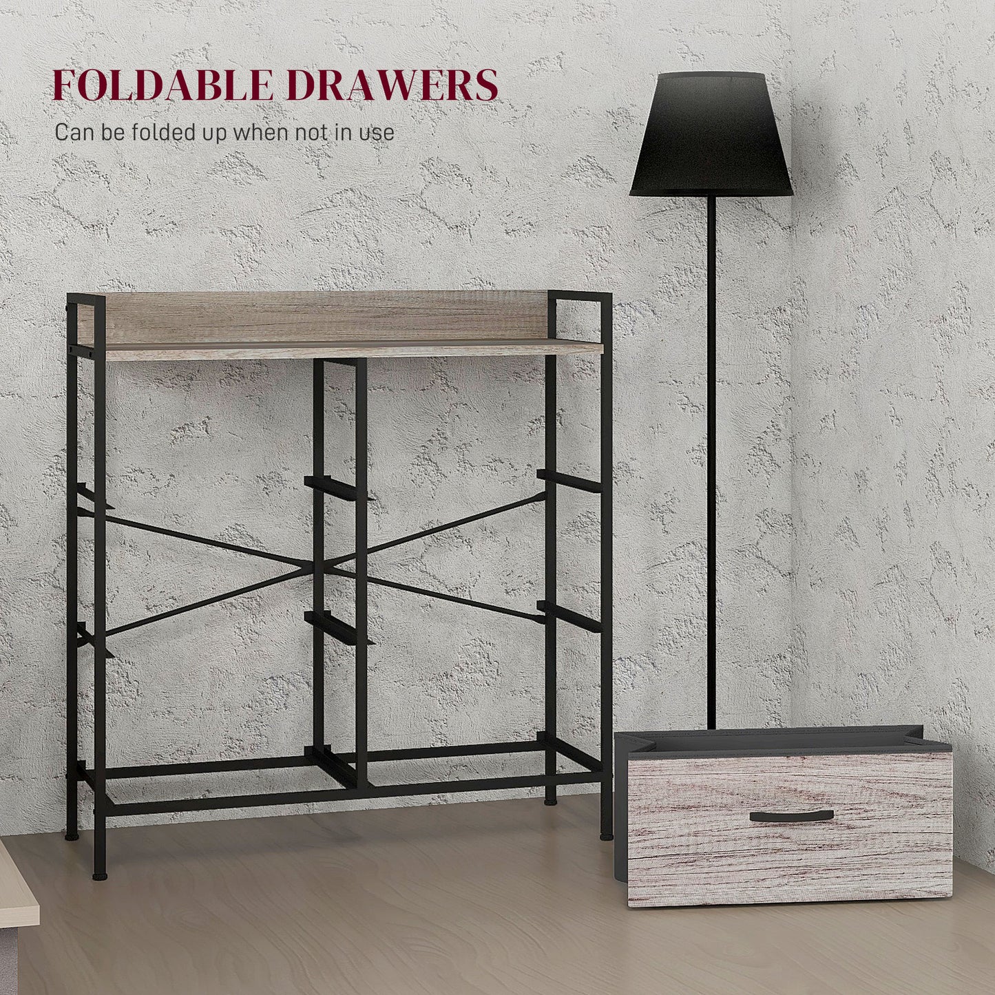 Bedroom Chest of Drawers 6 Drawer Dresser w/ Shelf, Grey Wood Effect