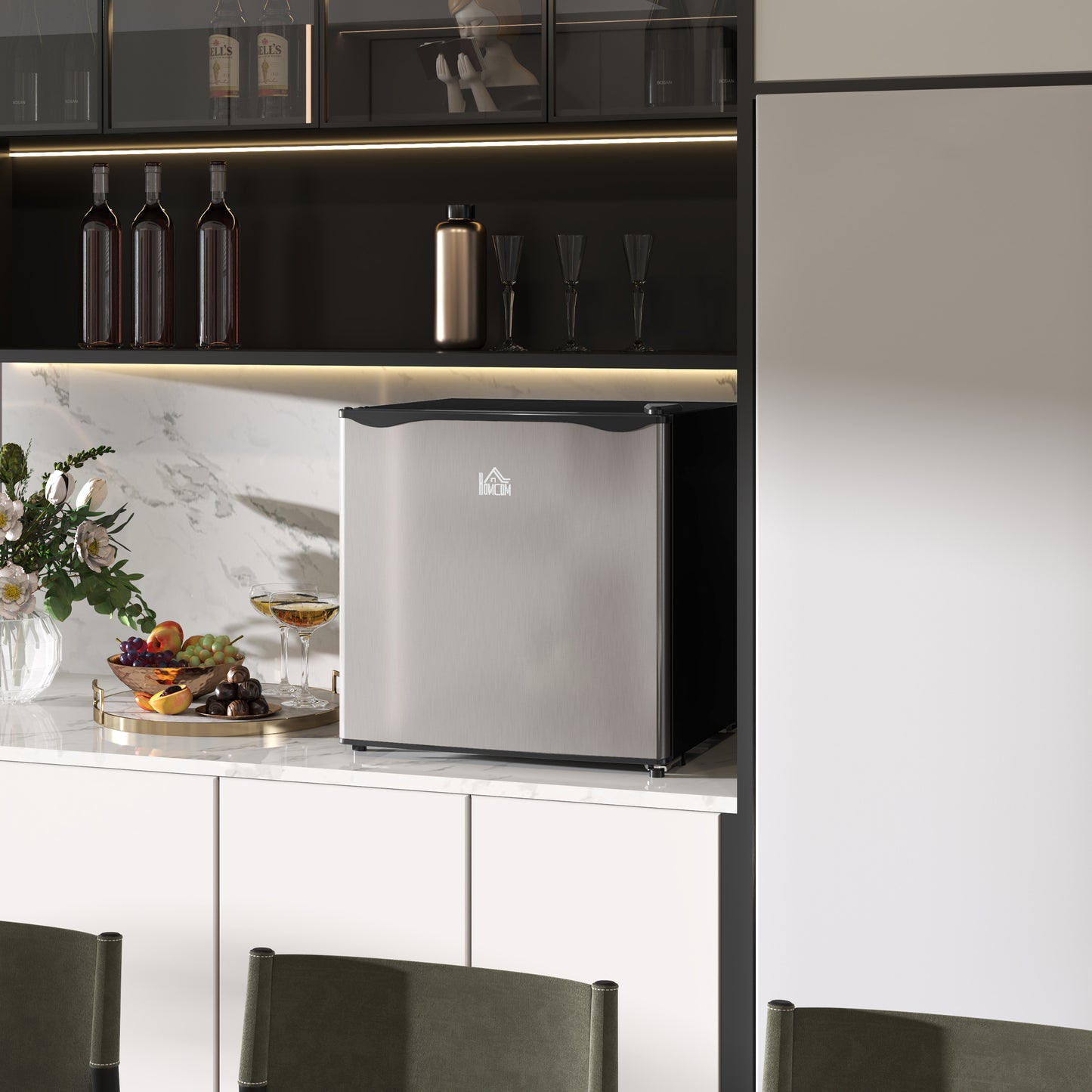 46L Counter Top Fridge with Chiller Box Mini Fridge for Bedrooms Silver