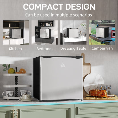 46L Counter Top Fridge with Chiller Box Mini Fridge for Bedrooms Silver