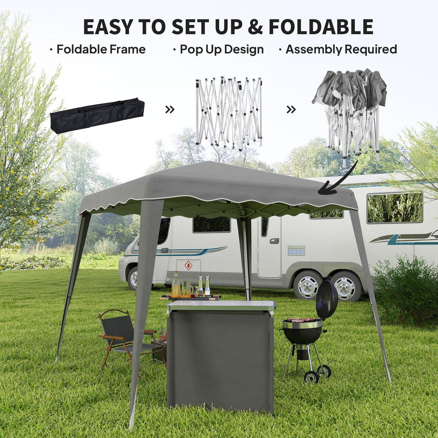 Garden Pop up Gazebo Tent Party Water-resistant 2.5 x 2.5M Grey
