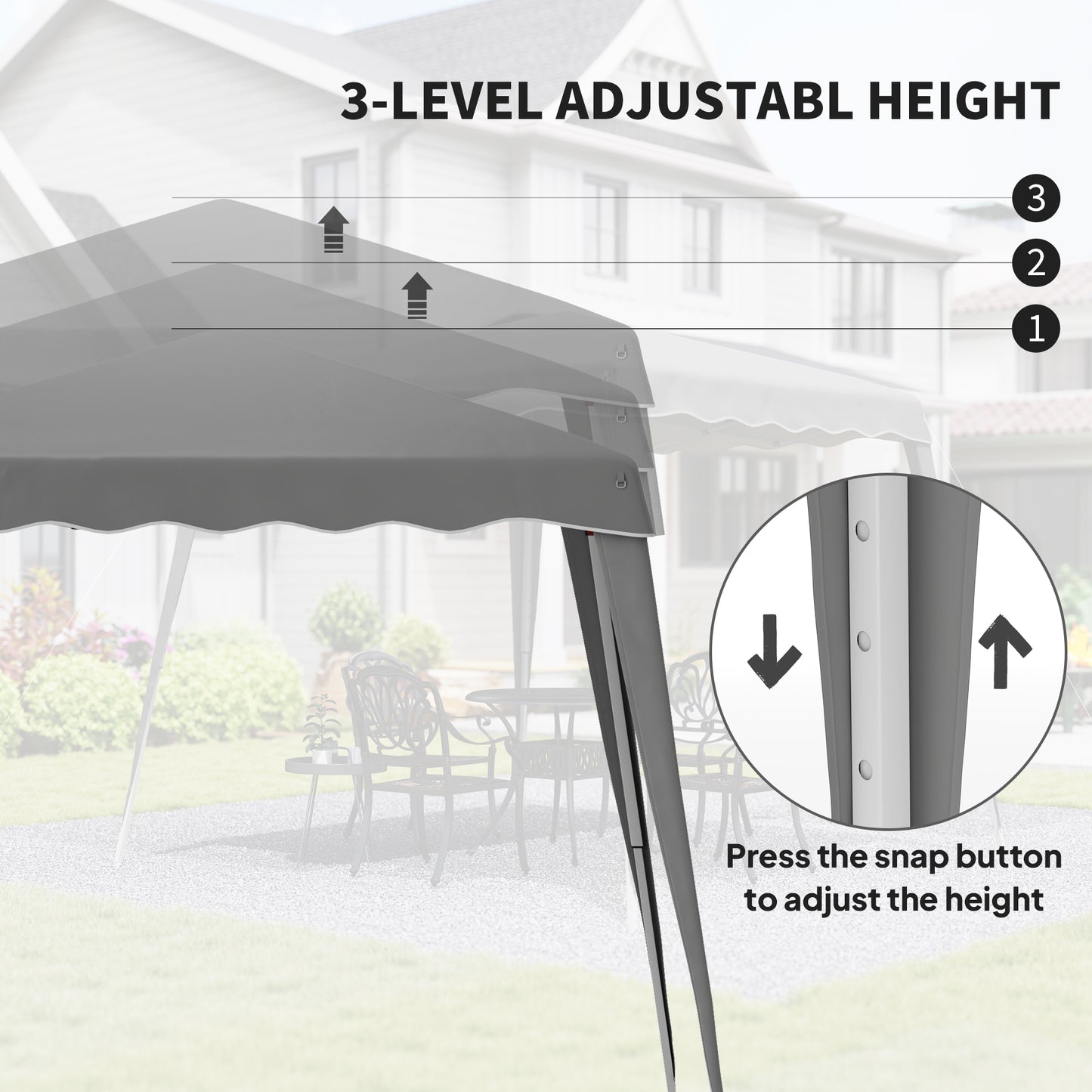 Garden Pop up Gazebo Tent Party Water-resistant 2.5 x 2.5M Grey