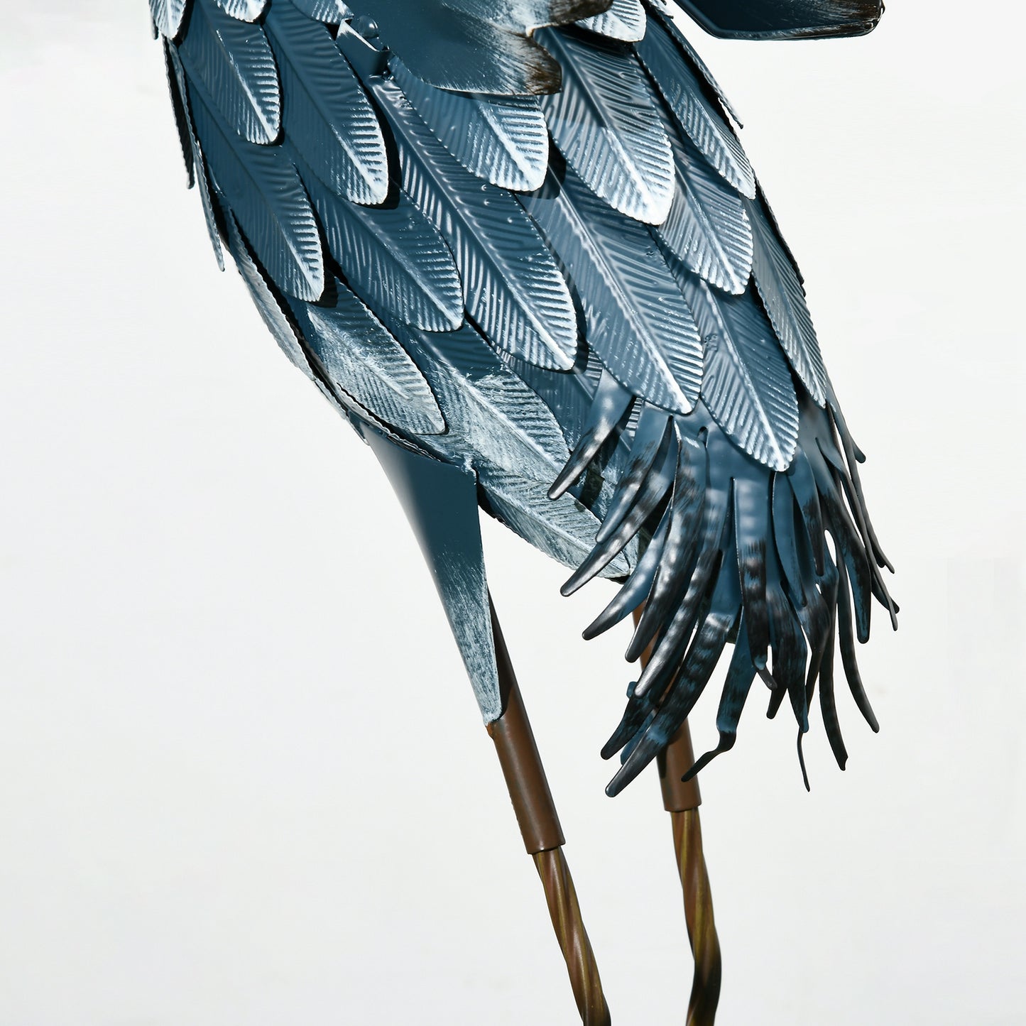 Heron Garden Statues, Metal Garden Gift with Stakes, Blue & White