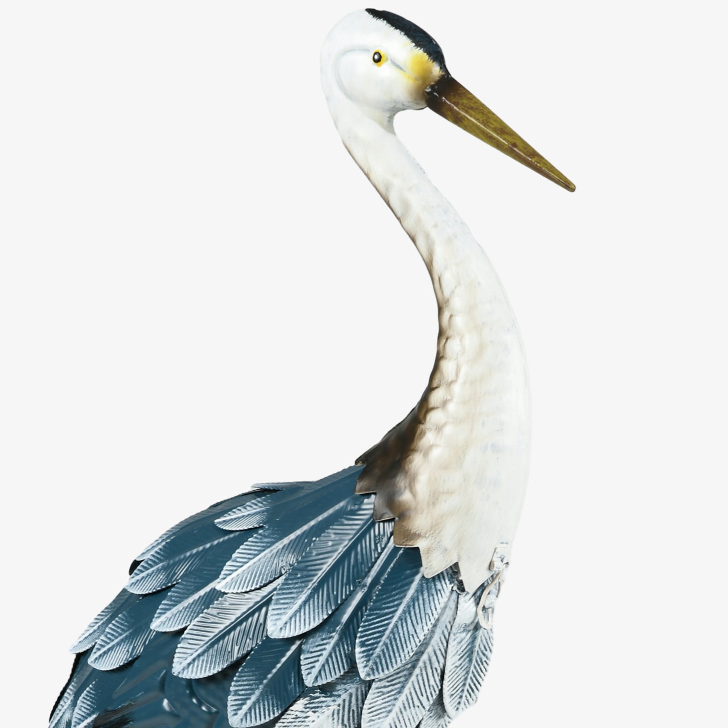 Heron Garden Statues, Metal Garden Gift with Stakes, Blue & White