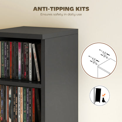 Set of 2 CD Storage Units DVD Shelf with Adjustable Shelves, Black