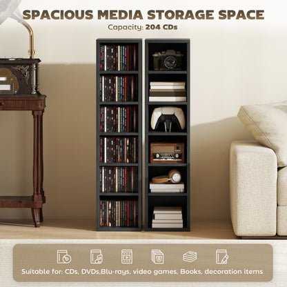 Set of 2 CD Storage Units DVD Shelf with Adjustable Shelves, Black