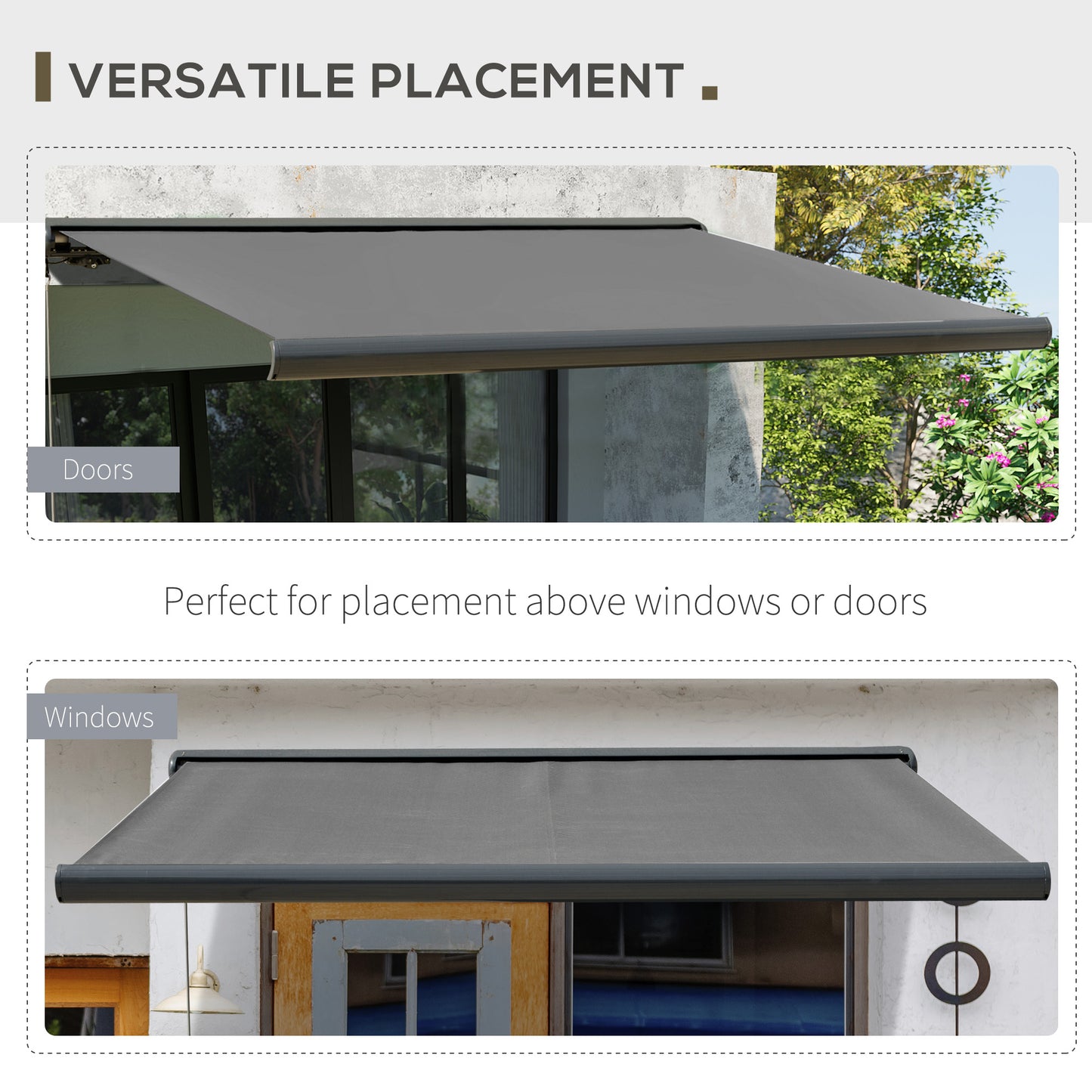 DIY Retractable Canopy with Remote Controller for Patio, Grey