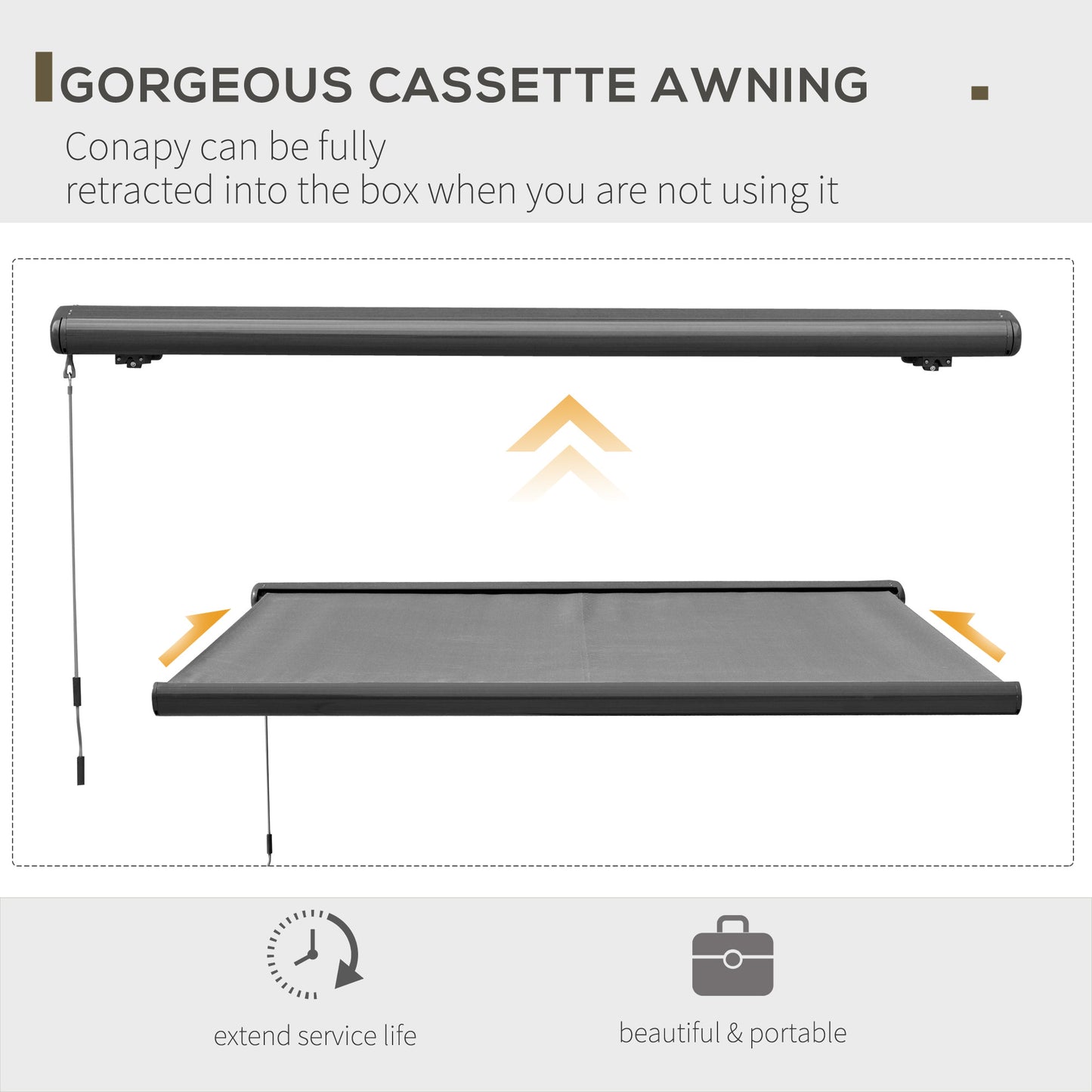 DIY Retractable Canopy with Remote Controller for Patio, Grey