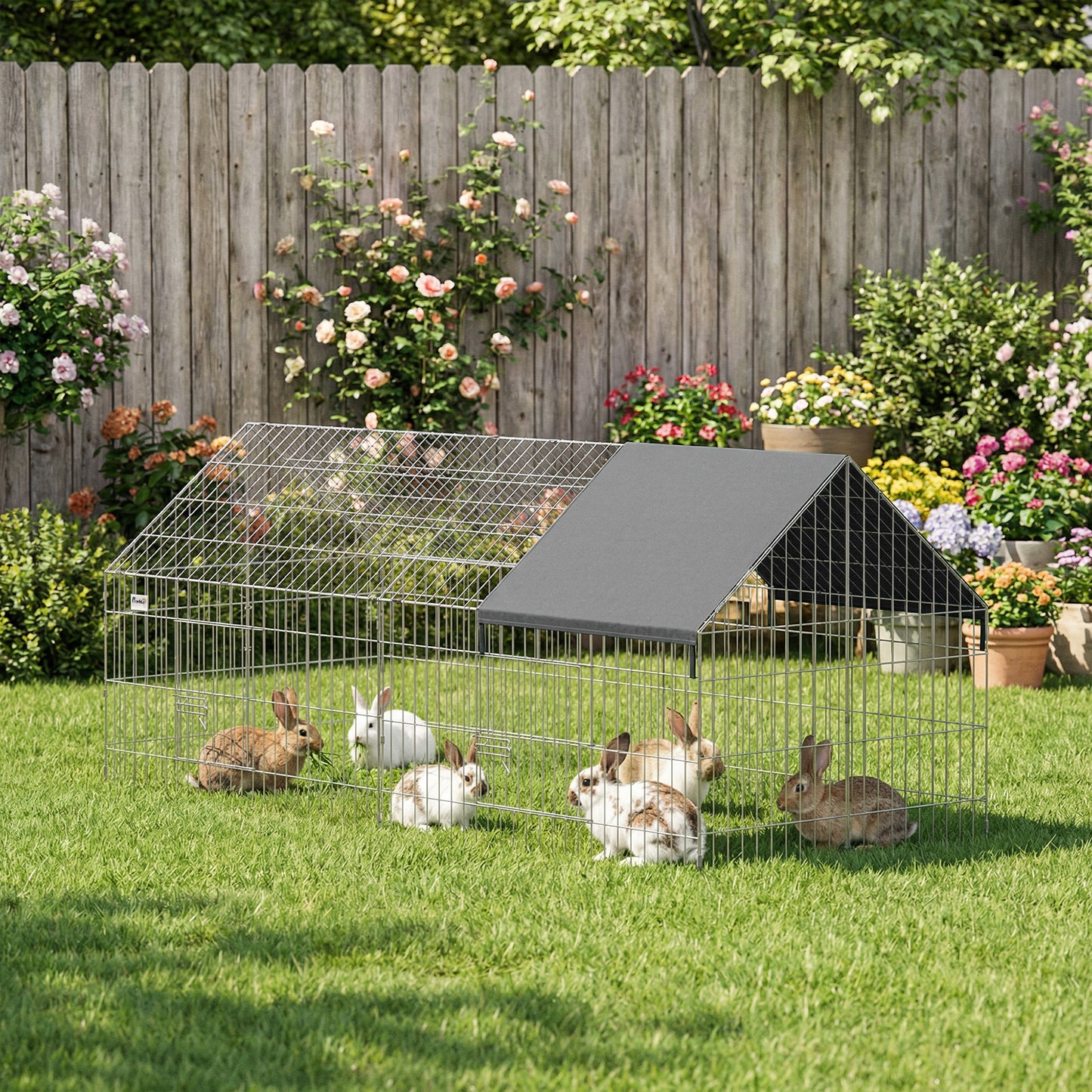 Rabbit Run, Pet Playpen w/ Protective Cover, 180 x 75 x 75 cm, Black