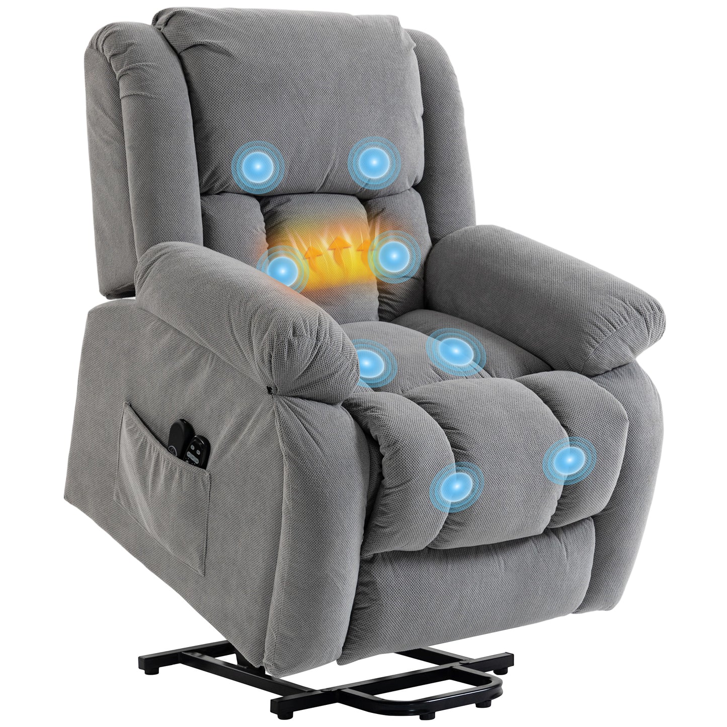 Power Lift Recliner Chair, Reclining Chair with Massage, Light Grey