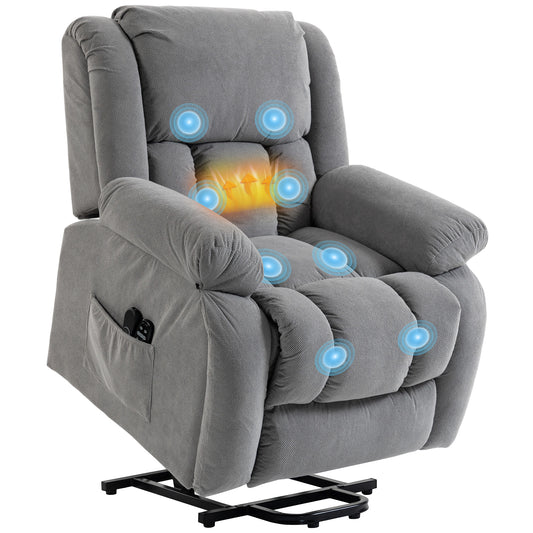 Power Lift Recliner Chair, Reclining Chair with Massage, Light Grey