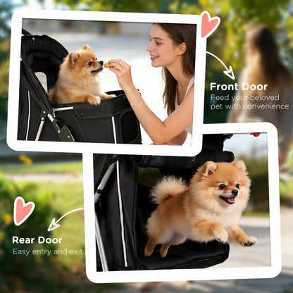 Pet Stroller Carrier Foldable Deluxe Walk Travel Dog, Black