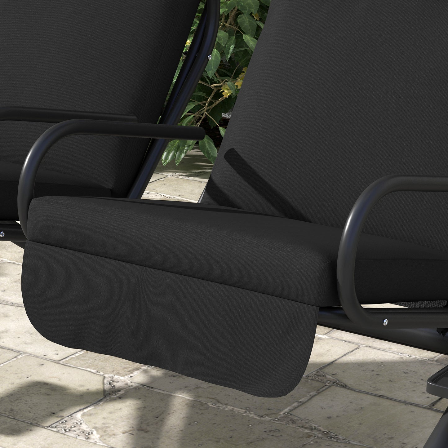 Canopy Swing 2 Separate Relax Chairs w/ Handrails, Cup Holders
