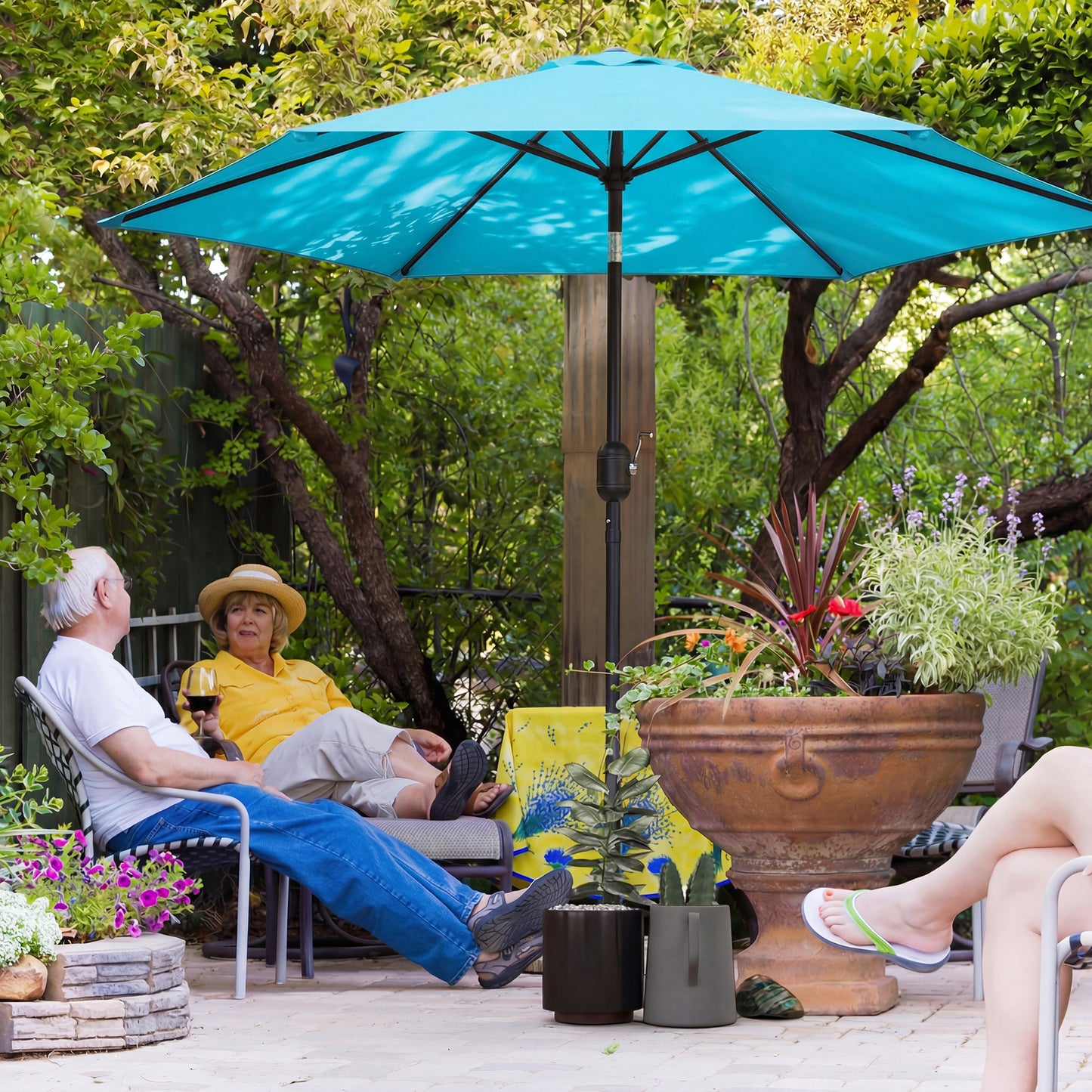 2.6M Garden Parasol Umbrella with Aluminium Pole, Tilt, Crank