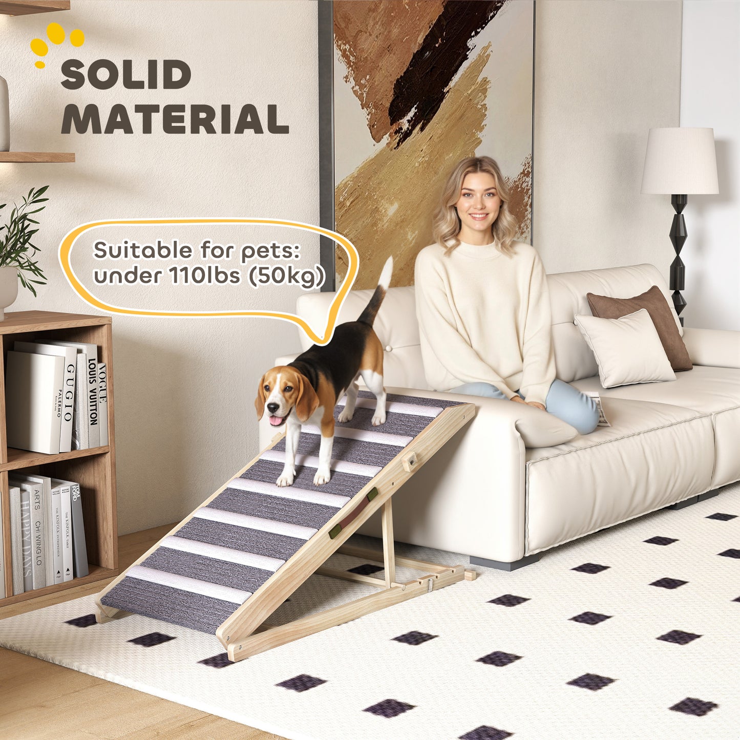 Dog Ramp for Couch, 4 Adjustable Height Dog Climbing Ladder for Bed