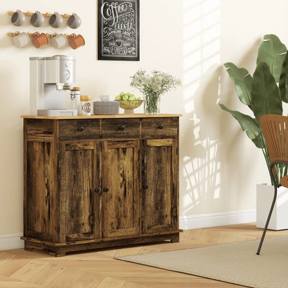 Sideboard Buffet Cabinet with Storage Cabinets and Drawers Brown