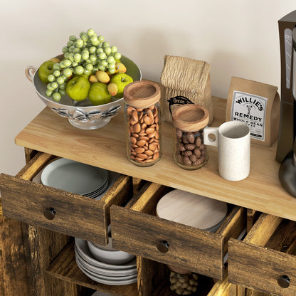 Sideboard Buffet Cabinet with Storage Cabinets and Drawers Brown