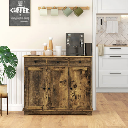 Sideboard Buffet Cabinet with Storage Cabinets and Drawers Brown
