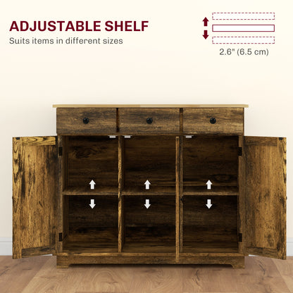 Sideboard Buffet Cabinet with Storage Cabinets and Drawers Brown