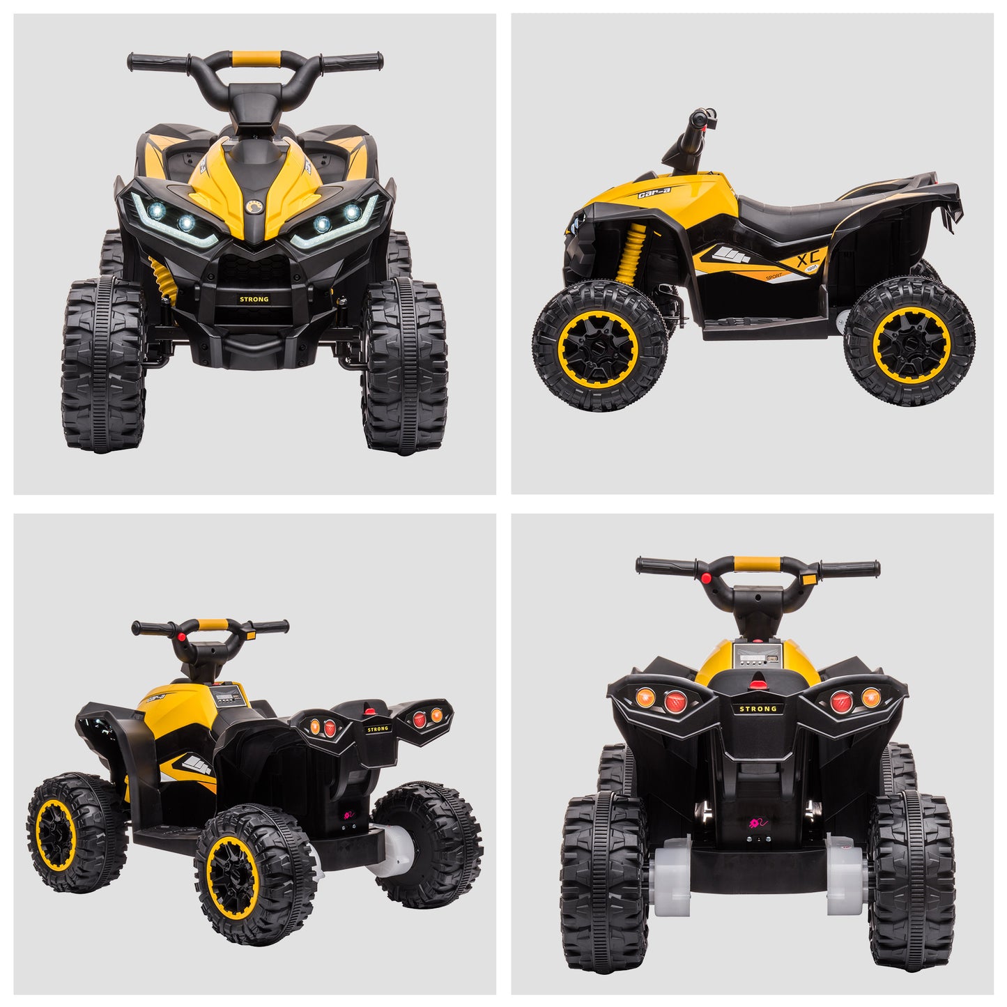 12V Electric Quad Bikes for Kids Ride On Car ATV Toy for 3-5 Years Yellow