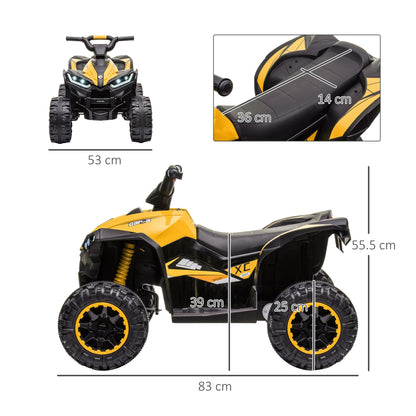 12V Electric Quad Bikes for Kids Ride On Car ATV Toy for 3-5 Years Yellow