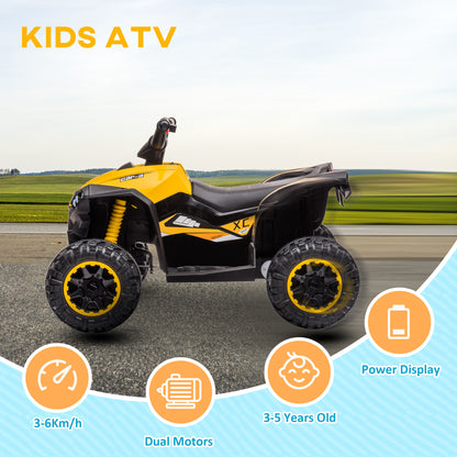 12V Electric Quad Bikes for Kids Ride On Car ATV Toy for 3-5 Years Yellow