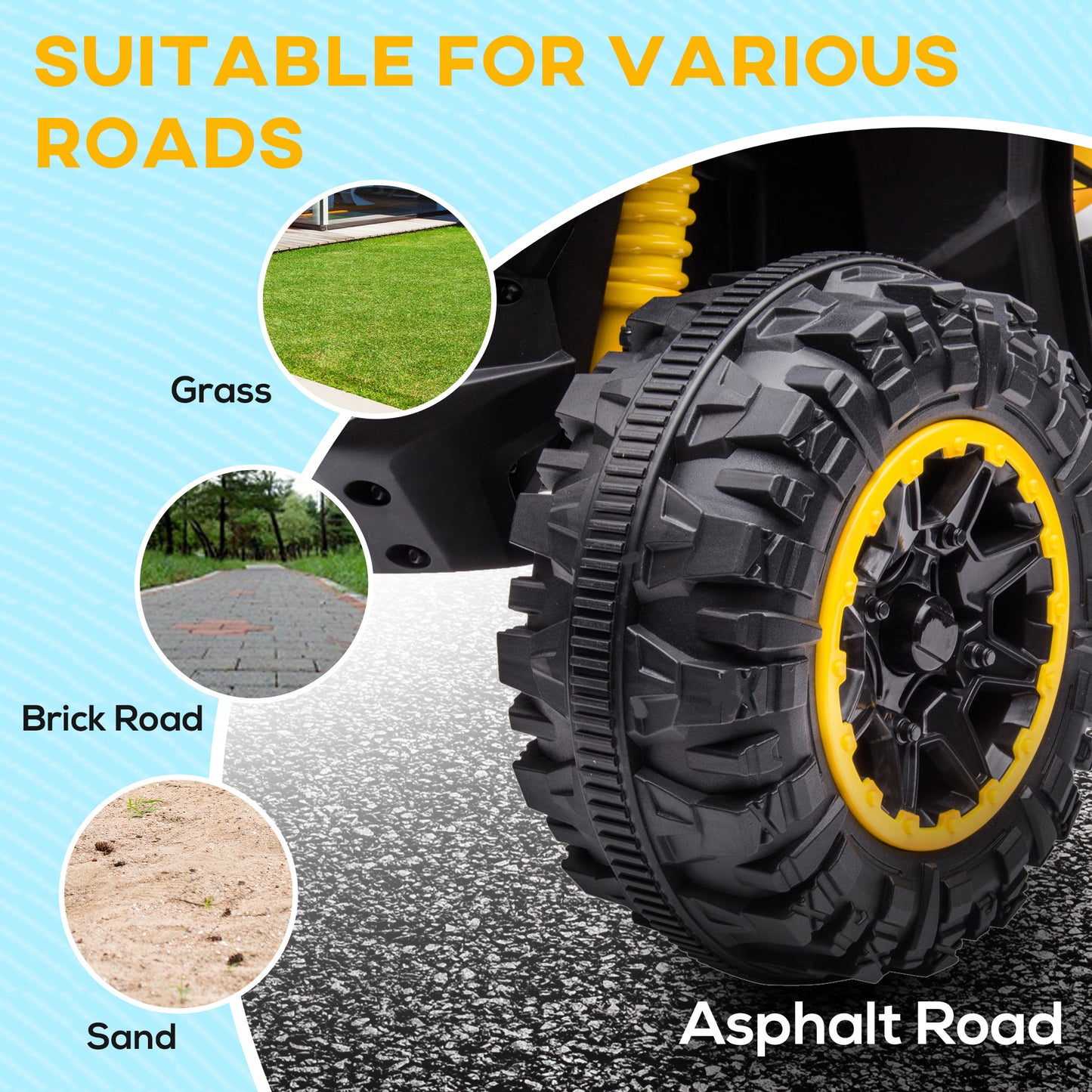 12V Electric Quad Bikes for Kids Ride On Car ATV Toy for 3-5 Years Yellow