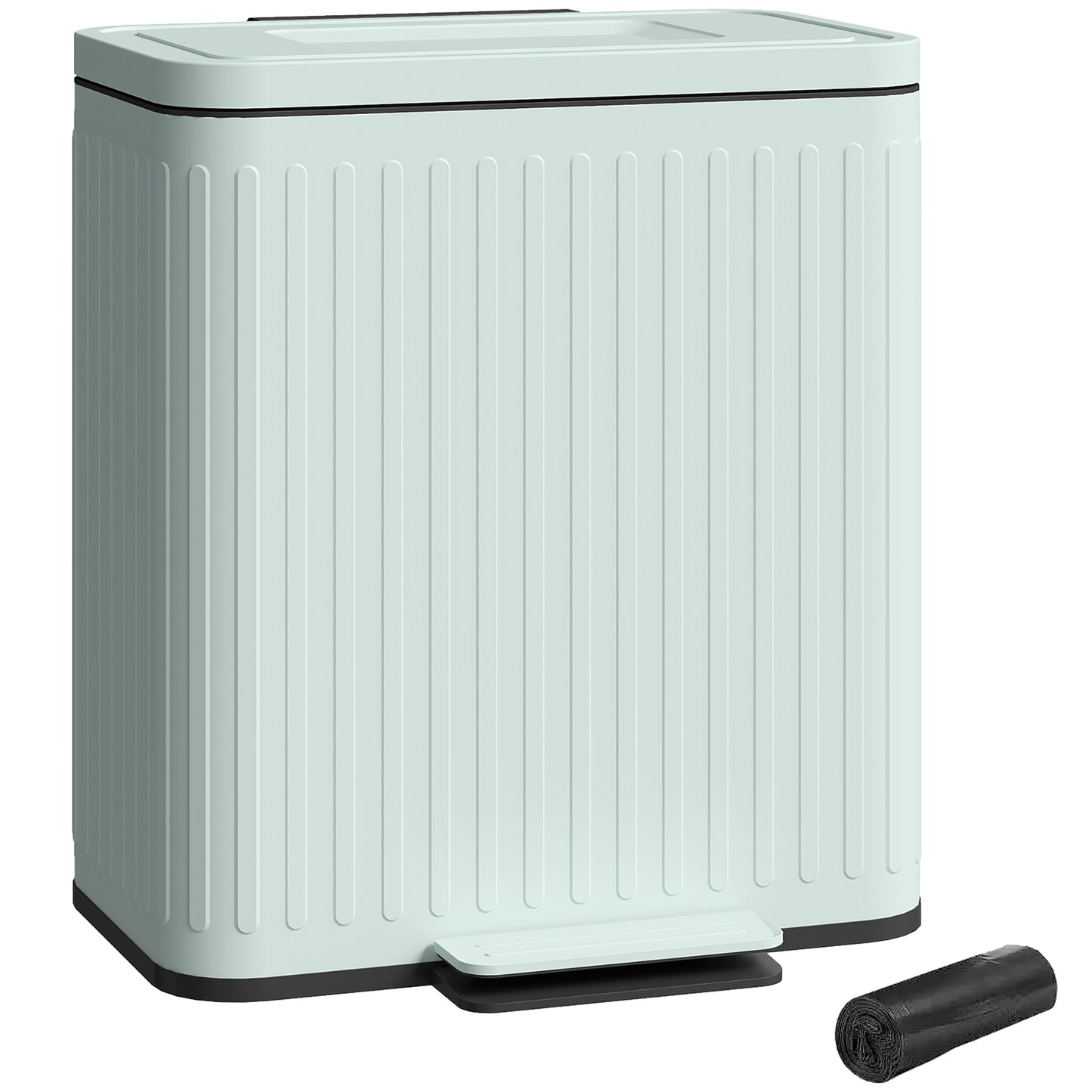 2 x 20L Double Rubbish Bin, Pedal Bin with Soft-Close Lid, Green