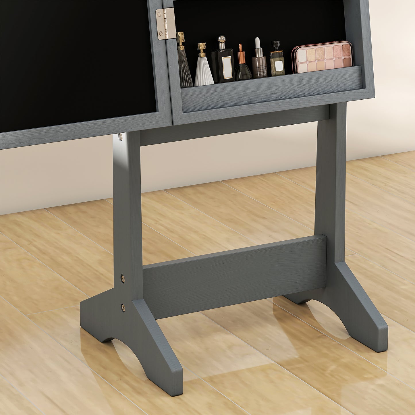 Freestanding LED Mirrored Jewelry Cabinet Grey
