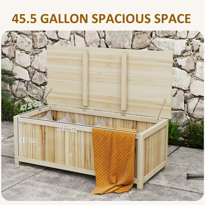 172 Litre Outdoor Storage Box, Wooden terrace Box, Natural