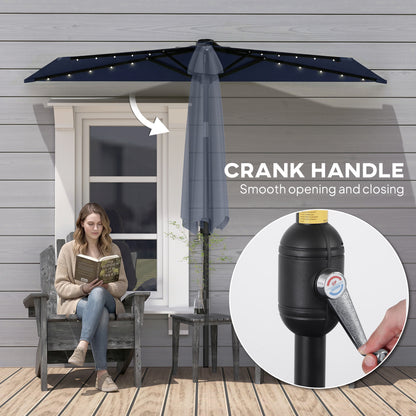 2.6 m Half Parasol with Solar Lights, UPF50+ Semi Round Umbrella