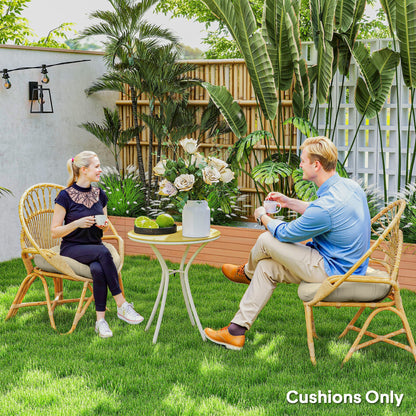 Outdoor Seat Cushions Set of 2, Tufted Round Chair Pads, Beige