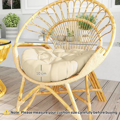 Outdoor Seat Cushions Set of 2, Tufted Round Chair Pads, Beige