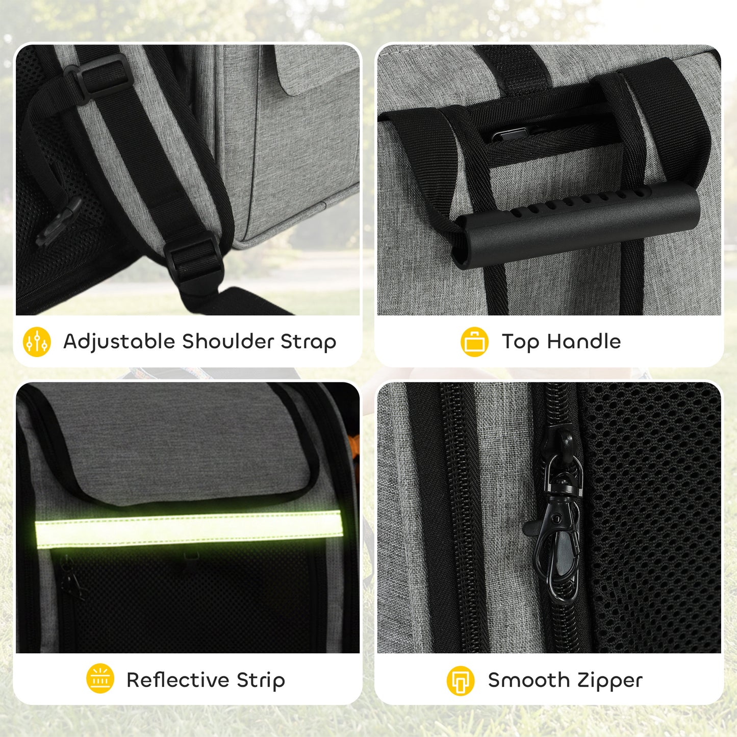 Dog Carrier Backpack Expandable, Breathable Pet Carrier Bag for Small Puppy Cat with Reflective Strip and 5 Pockets, for Travel Hiking Walking Camping, Light Grey