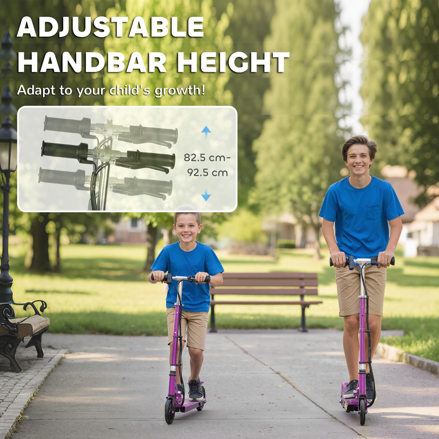 Foldable Kids E-Scooter, for Ages 7-14 Years, Purple
