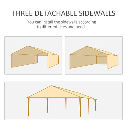 6 x 3 m Party Tent Gazebo Marquee Outdoor Patio Canopy Shelter with Windows and Side Panels, Grey