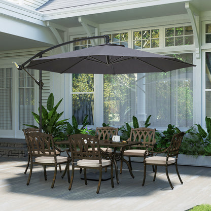 3(m) Garden Banana Parasol Cantilever Umbrella w/ Base, Grey