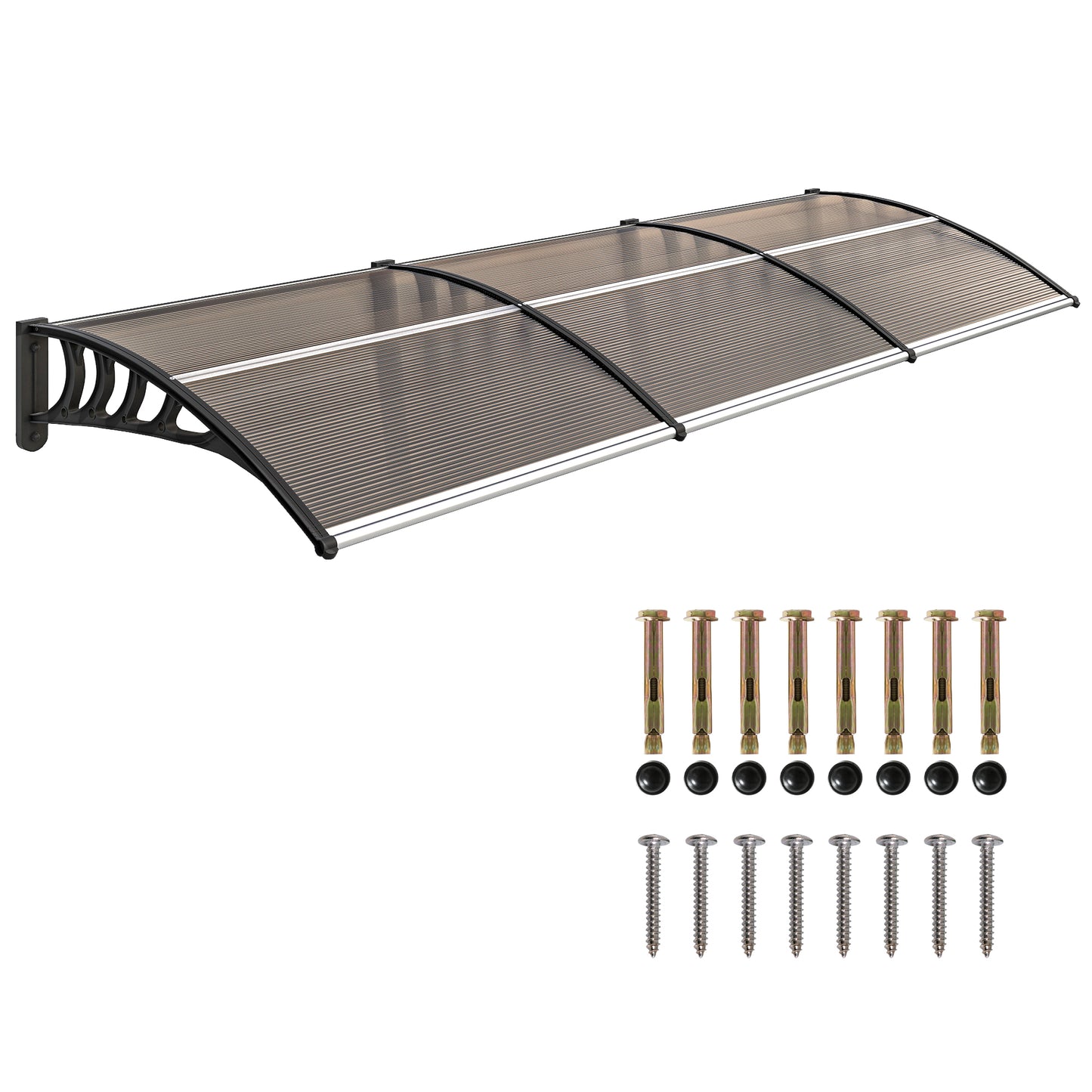 Door Canopy Outdoor Awning Rain Shelter for Window Porch, Brown