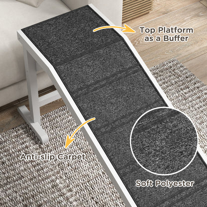 Pet Ramp for Dogs Cats with Non-Slip Carpet for Bed Sofa, White