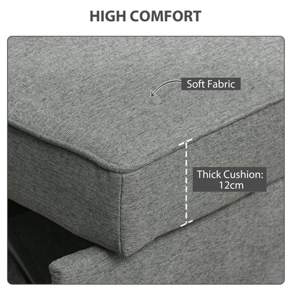 2 Seater Pull Out Sofa Bed with 2 Pillows, Fabric Click Clack Sofa Bed with Wood Core, Convertible Sleeper Sofa for Living Room, Bedroom, Grey