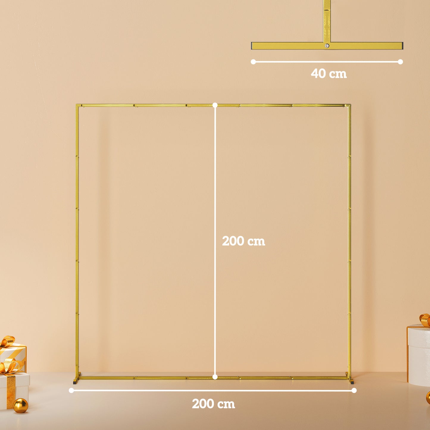 Wedding Arch Backdrop Stand, Gold Wedding Arch with U-shaped Stakes