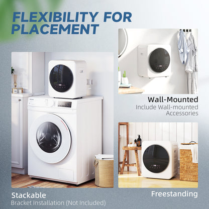 800W Compact Dryer Machine, 4kg Small Vented Tumble Dryer, White