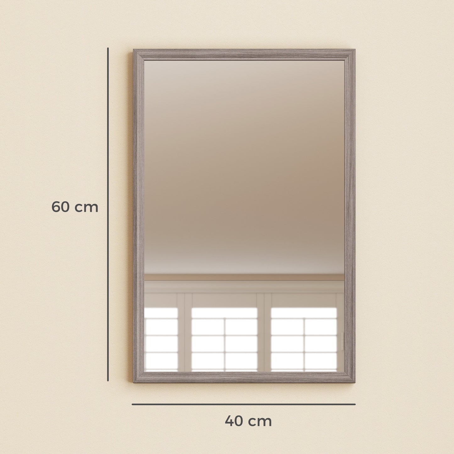 40 x 60 cm Wall Bathroom Mirror, Vanity Mirror, Grey