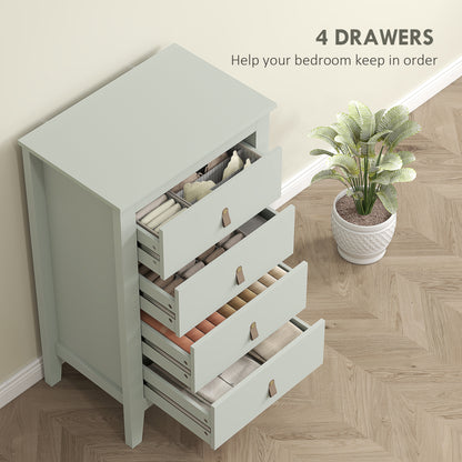 Bedroom Chest of Drawers, Modern 4 Drawer Dresser, Green
