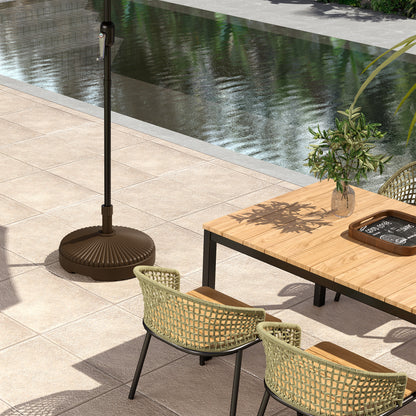 Garden Parasol Base, 28kg Sand Filled, 23kg Water Filled, Brown