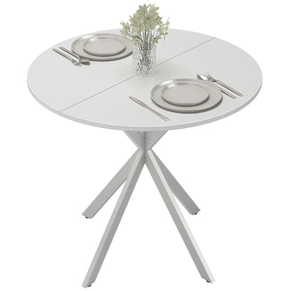 80cm Round Dining Table, Industrial Kitchen Table with Steel Legs