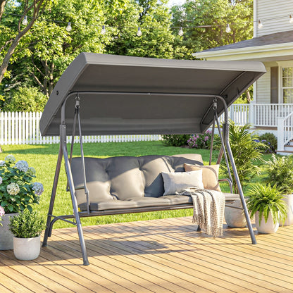 3 Seater Garden Swing Chair, Patio Rocking Bench with Steel Frame