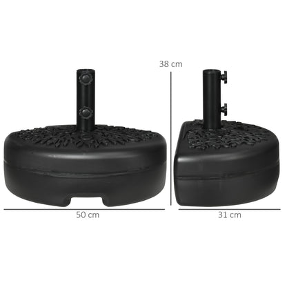 Half Round Patio Umbrella Base for 3.8 cm or 4.8 cm Pole, Black