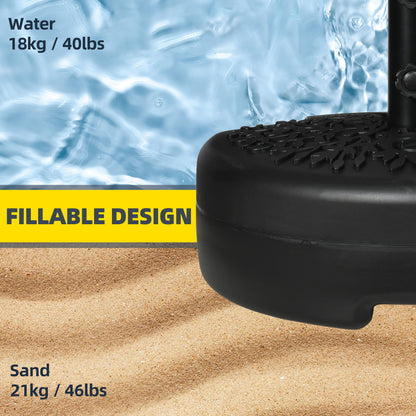 Half Round Patio Umbrella Base for 3.8 cm or 4.8 cm Pole, Black