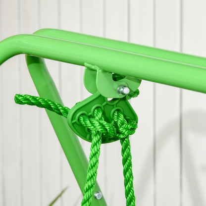 Steel Nursery Swing with Safety Seat Belt Support Back Green
