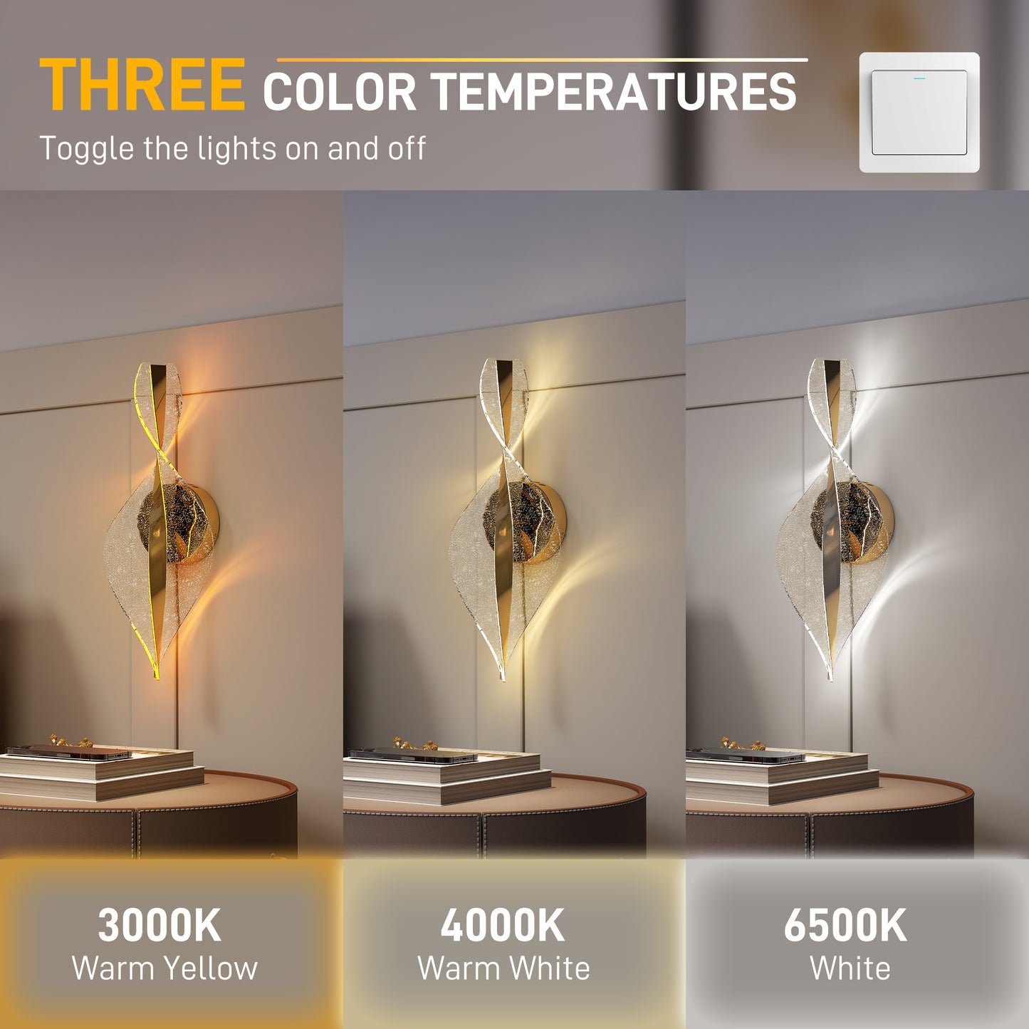 Led Wall Lamp 2 Pack, Modern Indoor Spiral Wall Light, Gold